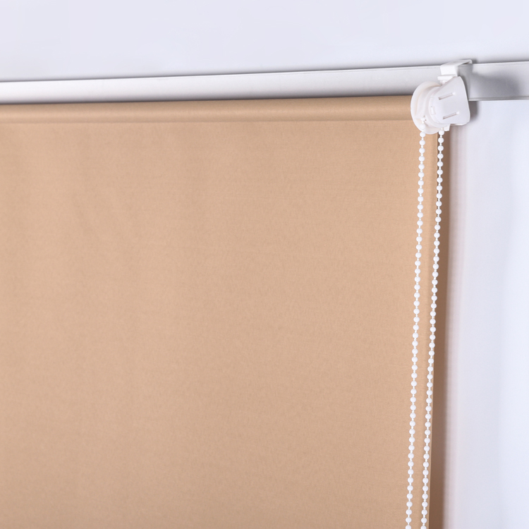 Cortinas de rolo simples de tecido liso creme com montagem em gancho de trilho de 17 mm